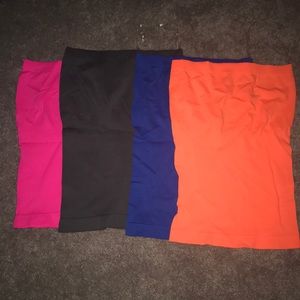Lot of 4 tube tops, seamless stretch strapless top